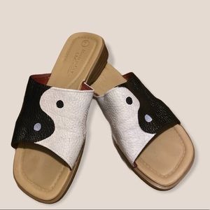 Size 7 hand painted ying yang sandals